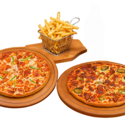 2 Large Pizza (Fajita/Tikka, Kebab Delight), 1.5 Ltr Drink, Large Fries