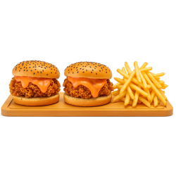 2 Zinger Burger, 2 Glass Bottle (330 ML), Fries